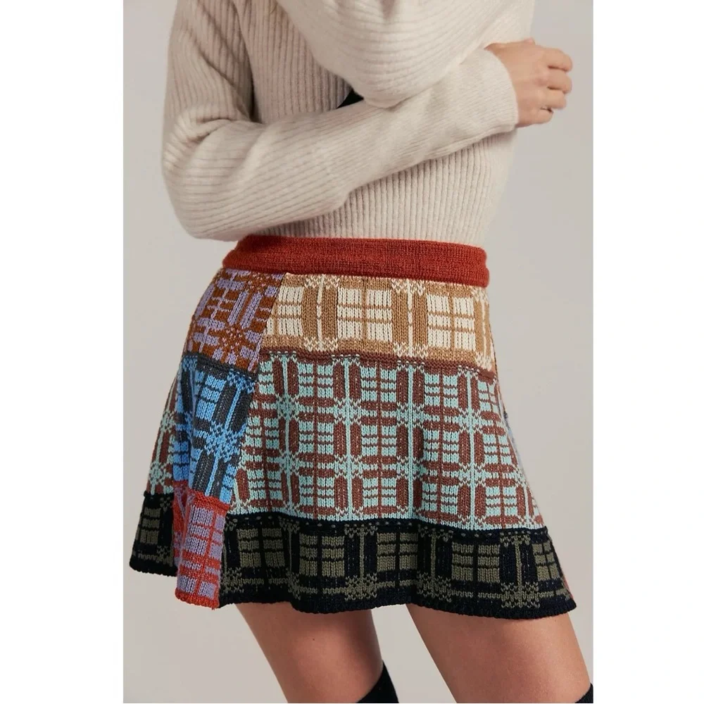 Free People Bohemian Grunge After School Retro Sweater Circle Mini Skirt Medium - Picture 3 of 10